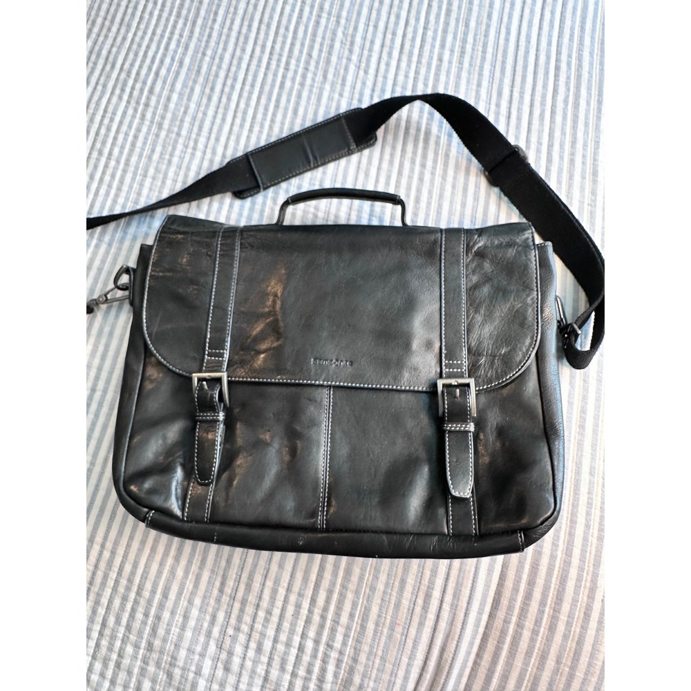 Samsonite Business Classic Leather  Laptop carry-on w/strap messenger #923670